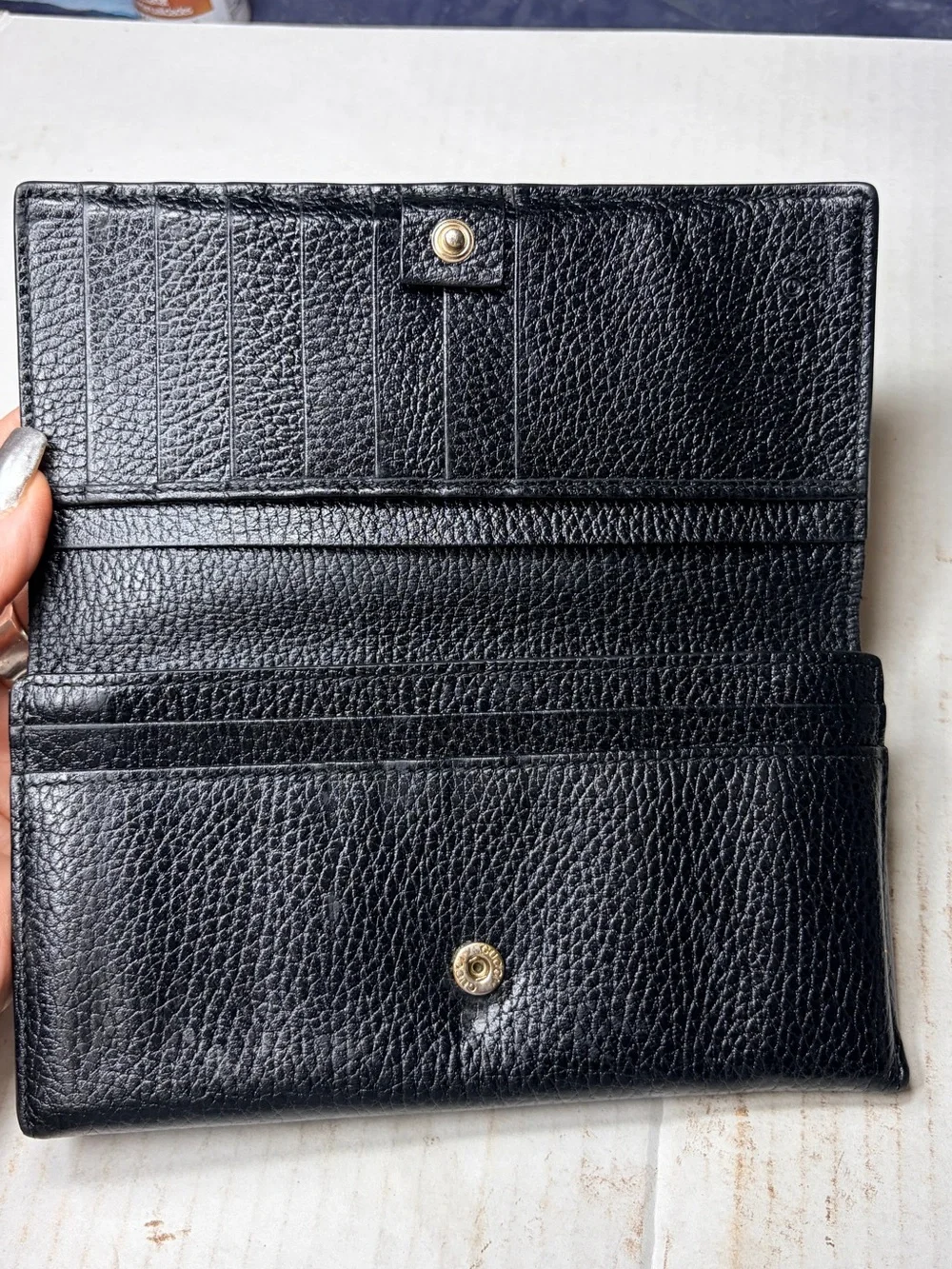 Gucci Vintage Interlocking G Black Leather Continental Full Wallet Authentic - Picture 3 of 12